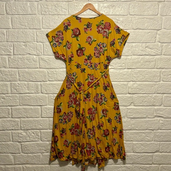 MATILDA JANE Yellow Red Floral Wrap Midi Dress Size XL - Picture 11 of 15